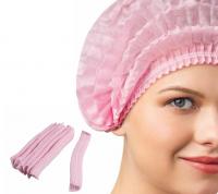 Disposable Nonwoven Hair Caps - 21 inch (50Pcs, Pink)