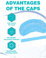 Disposable Nonwoven Hair Caps - 21 inch (50Pcs, Blue)